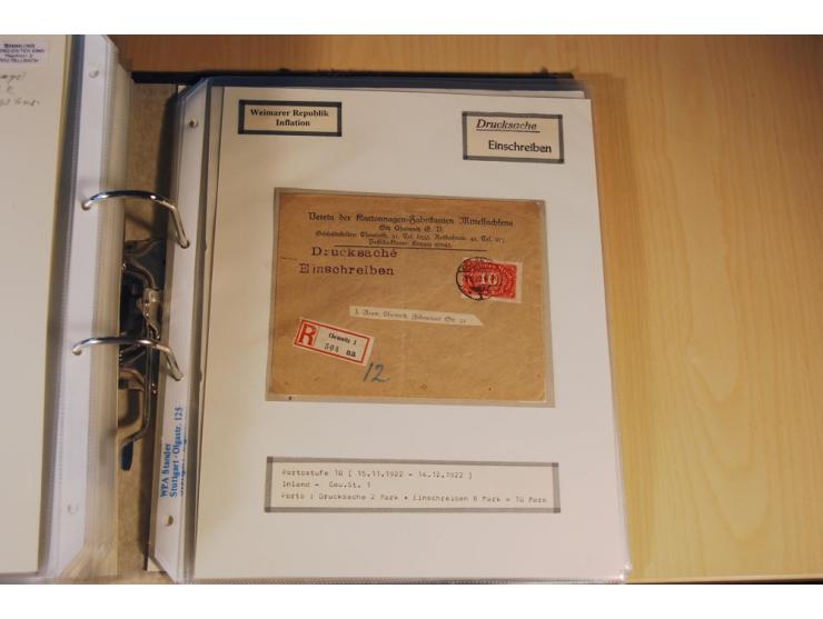 1885/1993, 9-bändige Sammlung "Eingeschriebene Drucksachen" mit insgesamt 370 Briefen, Karten und Streifbändern; vertreten is