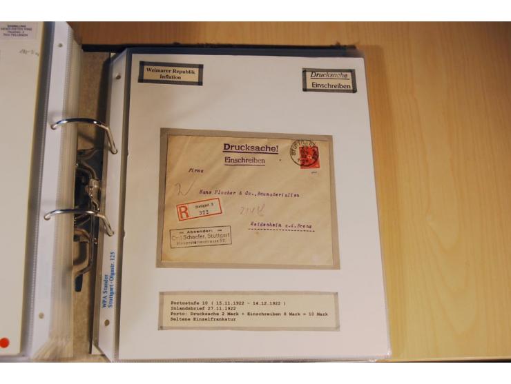 1885/1993, 9-bändige Sammlung "Eingeschriebene Drucksachen" mit insgesamt 370 Briefen, Karten und Streifbändern; vertreten is