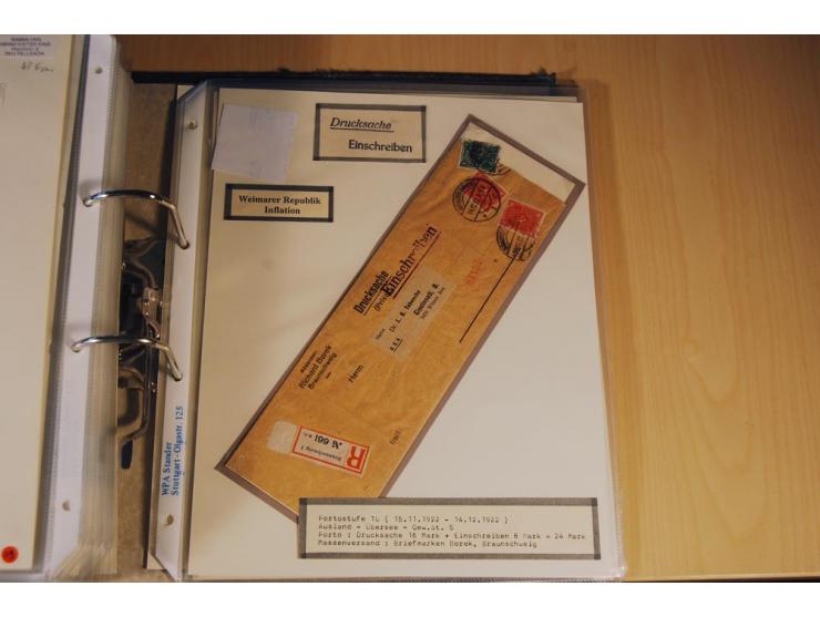 1885/1993, 9-bändige Sammlung "Eingeschriebene Drucksachen" mit insgesamt 370 Briefen, Karten und Streifbändern; vertreten is
