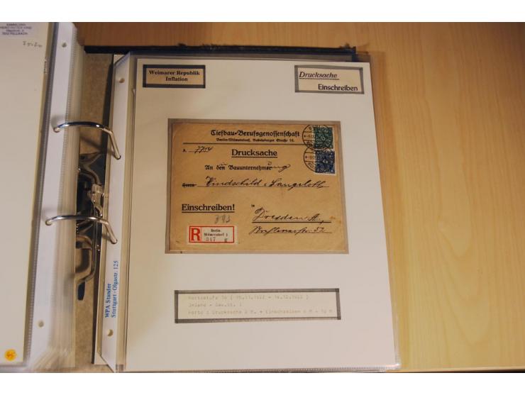 1885/1993, 9-bändige Sammlung "Eingeschriebene Drucksachen" mit insgesamt 370 Briefen, Karten und Streifbändern; vertreten is