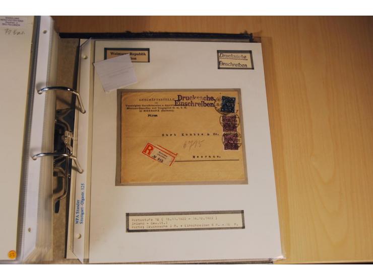 1885/1993, 9-bändige Sammlung "Eingeschriebene Drucksachen" mit insgesamt 370 Briefen, Karten und Streifbändern; vertreten is