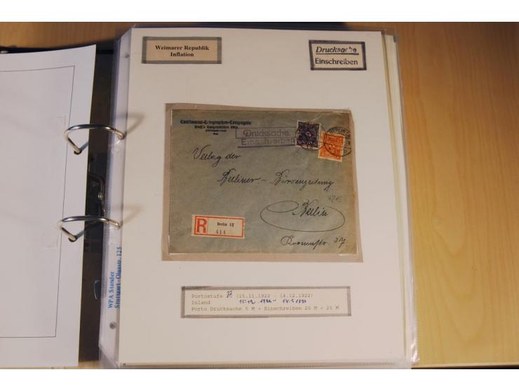 1885/1993, 9-bändige Sammlung "Eingeschriebene Drucksachen" mit insgesamt 370 Briefen, Karten und Streifbändern; vertreten is