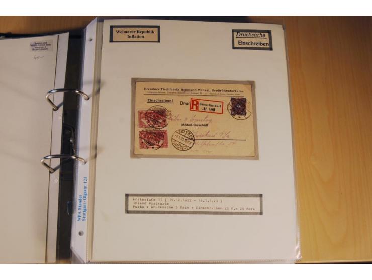 1885/1993, 9-bändige Sammlung "Eingeschriebene Drucksachen" mit insgesamt 370 Briefen, Karten und Streifbändern; vertreten is