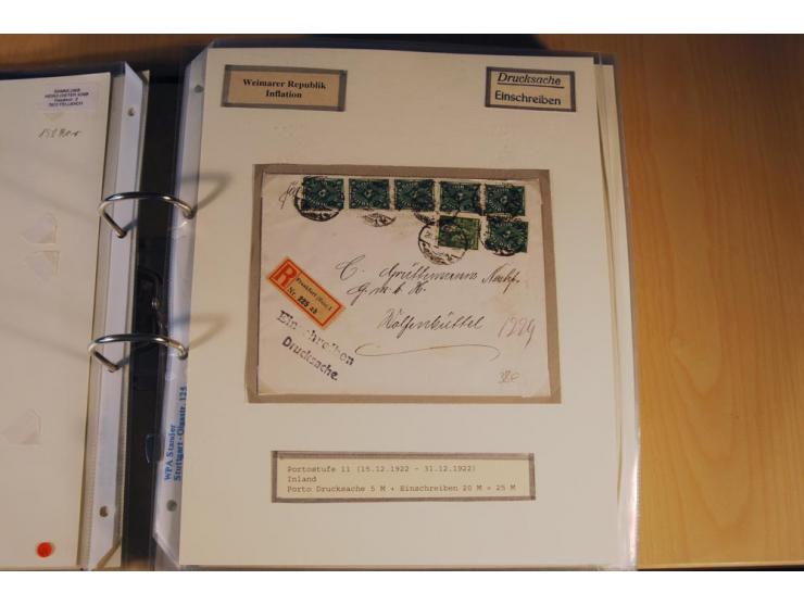 1885/1993, 9-bändige Sammlung "Eingeschriebene Drucksachen" mit insgesamt 370 Briefen, Karten und Streifbändern; vertreten is