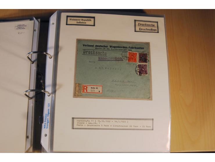 1885/1993, 9-bändige Sammlung "Eingeschriebene Drucksachen" mit insgesamt 370 Briefen, Karten und Streifbändern; vertreten is