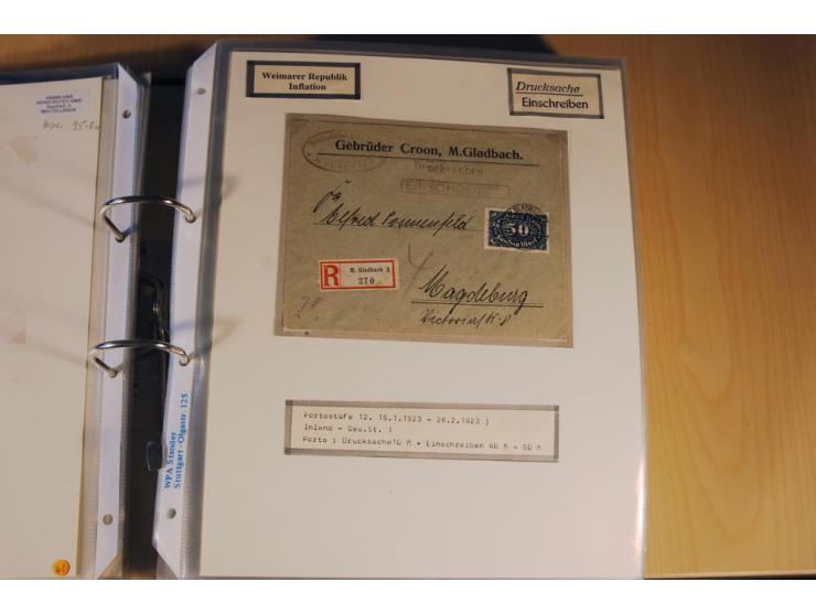 1885/1993, 9-bändige Sammlung "Eingeschriebene Drucksachen" mit insgesamt 370 Briefen, Karten und Streifbändern; vertreten is
