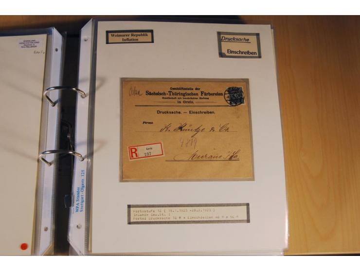 1885/1993, 9-bändige Sammlung "Eingeschriebene Drucksachen" mit insgesamt 370 Briefen, Karten und Streifbändern; vertreten is