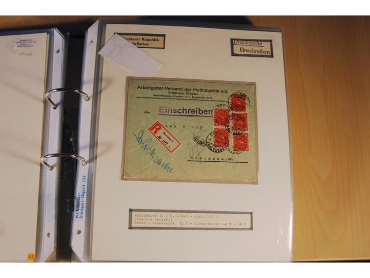1885/1993, 9-bändige Sammlung "Eingeschriebene Drucksachen" mit insgesamt 370 Briefen, Karten und Streifbändern; vertreten is