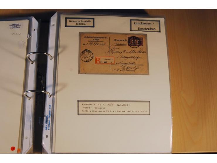1885/1993, 9-bändige Sammlung "Eingeschriebene Drucksachen" mit insgesamt 370 Briefen, Karten und Streifbändern; vertreten is