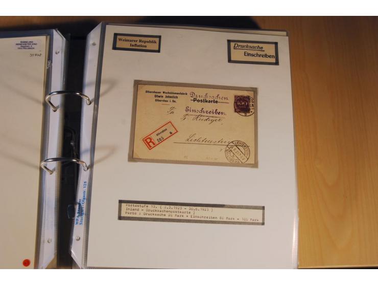 1885/1993, 9-bändige Sammlung "Eingeschriebene Drucksachen" mit insgesamt 370 Briefen, Karten und Streifbändern; vertreten is