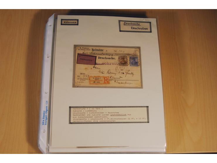 1885/1993, 9-bändige Sammlung "Eingeschriebene Drucksachen" mit insgesamt 370 Briefen, Karten und Streifbändern; vertreten is