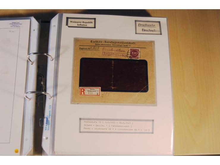 1885/1993, 9-bändige Sammlung "Eingeschriebene Drucksachen" mit insgesamt 370 Briefen, Karten und Streifbändern; vertreten is