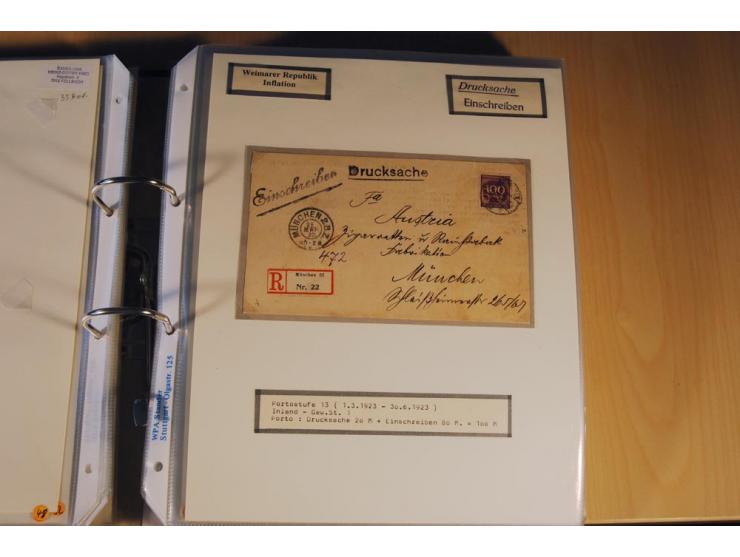 1885/1993, 9-bändige Sammlung "Eingeschriebene Drucksachen" mit insgesamt 370 Briefen, Karten und Streifbändern; vertreten is