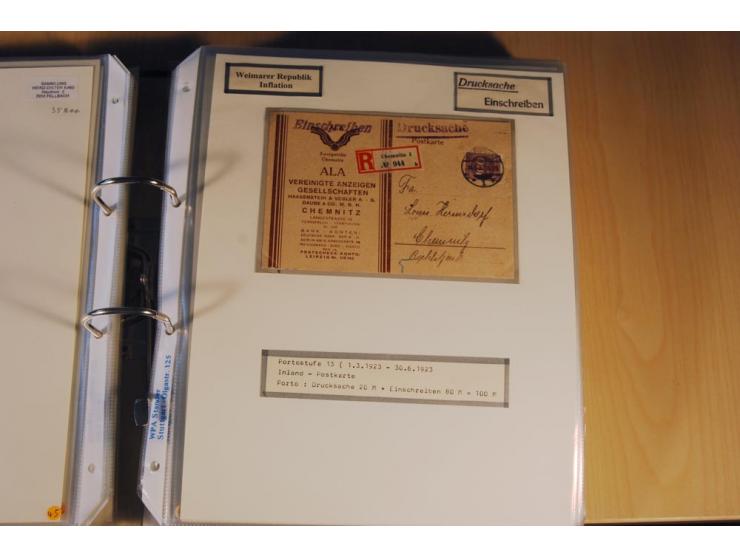 1885/1993, 9-bändige Sammlung "Eingeschriebene Drucksachen" mit insgesamt 370 Briefen, Karten und Streifbändern; vertreten is