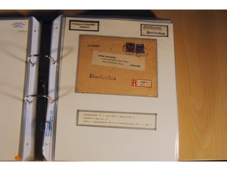 1885/1993, 9-bändige Sammlung "Eingeschriebene Drucksachen" mit insgesamt 370 Briefen, Karten und Streifbändern; vertreten is