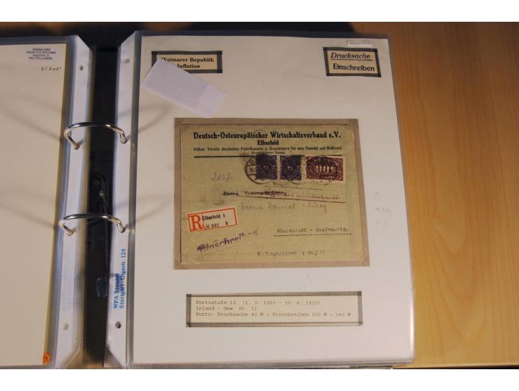 1885/1993, 9-bändige Sammlung "Eingeschriebene Drucksachen" mit insgesamt 370 Briefen, Karten und Streifbändern; vertreten is