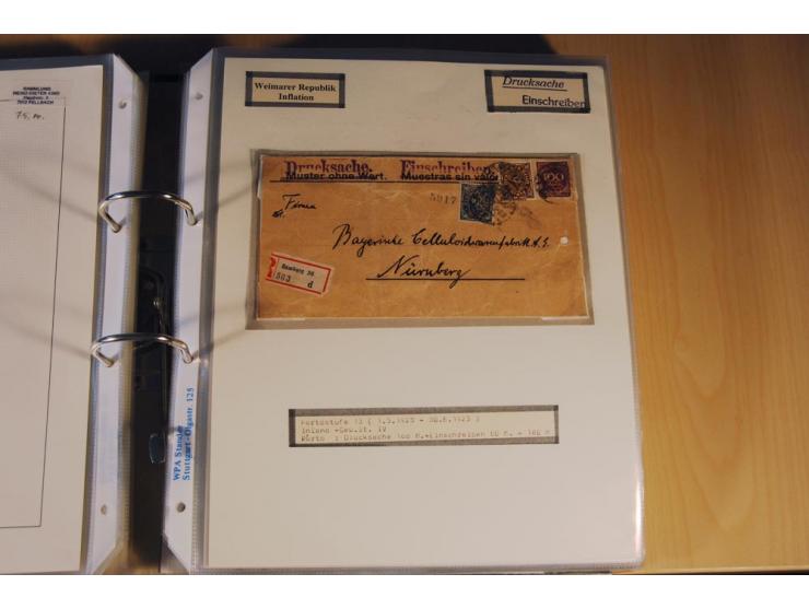 1885/1993, 9-bändige Sammlung "Eingeschriebene Drucksachen" mit insgesamt 370 Briefen, Karten und Streifbändern; vertreten is