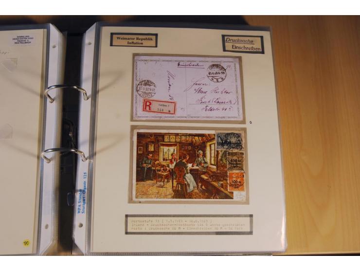 1885/1993, 9-bändige Sammlung "Eingeschriebene Drucksachen" mit insgesamt 370 Briefen, Karten und Streifbändern; vertreten is