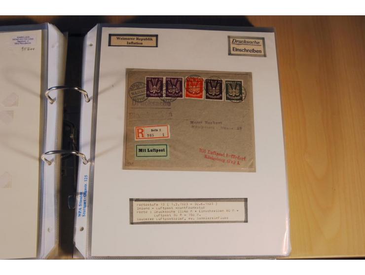 1885/1993, 9-bändige Sammlung "Eingeschriebene Drucksachen" mit insgesamt 370 Briefen, Karten und Streifbändern; vertreten is