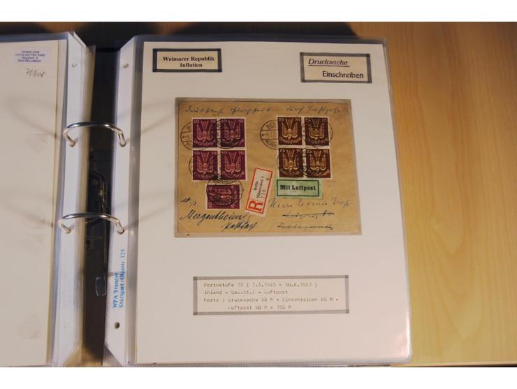 1885/1993, 9-bändige Sammlung "Eingeschriebene Drucksachen" mit insgesamt 370 Briefen, Karten und Streifbändern; vertreten is