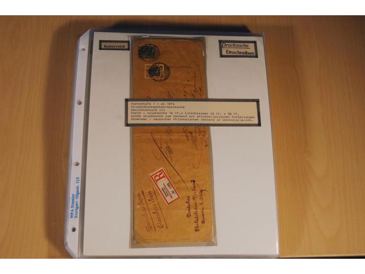 1885/1993, 9-bändige Sammlung "Eingeschriebene Drucksachen" mit insgesamt 370 Briefen, Karten und Streifbändern; vertreten is