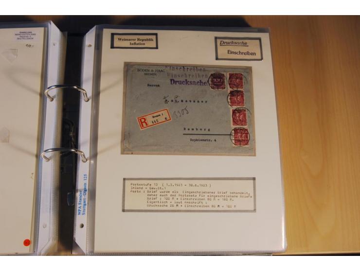 1885/1993, 9-bändige Sammlung "Eingeschriebene Drucksachen" mit insgesamt 370 Briefen, Karten und Streifbändern; vertreten is