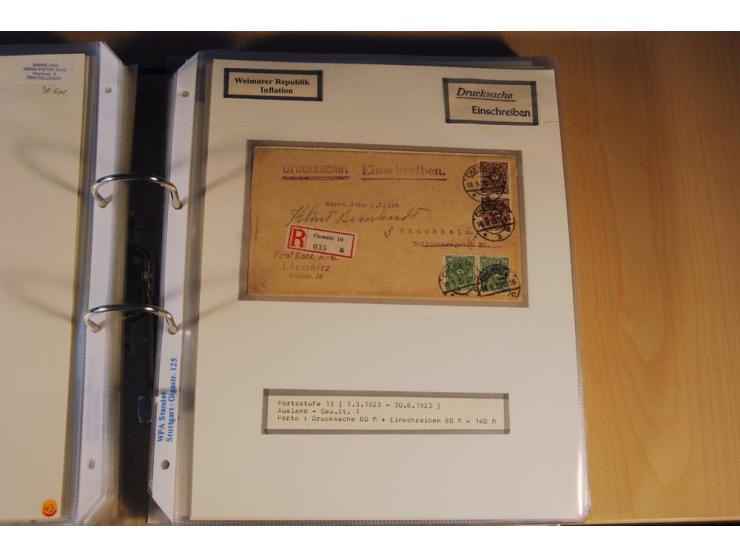 1885/1993, 9-bändige Sammlung "Eingeschriebene Drucksachen" mit insgesamt 370 Briefen, Karten und Streifbändern; vertreten is