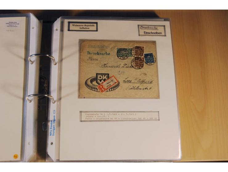 1885/1993, 9-bändige Sammlung "Eingeschriebene Drucksachen" mit insgesamt 370 Briefen, Karten und Streifbändern; vertreten is