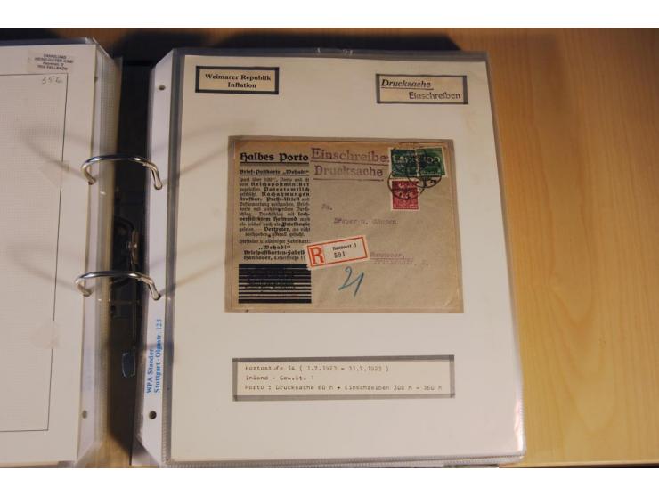 1885/1993, 9-bändige Sammlung "Eingeschriebene Drucksachen" mit insgesamt 370 Briefen, Karten und Streifbändern; vertreten is