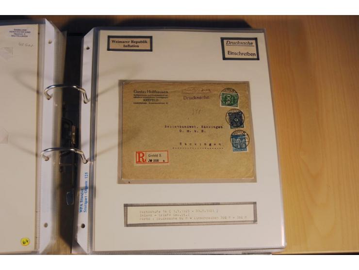 1885/1993, 9-bändige Sammlung "Eingeschriebene Drucksachen" mit insgesamt 370 Briefen, Karten und Streifbändern; vertreten is