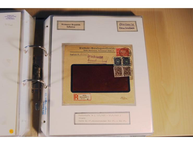 1885/1993, 9-bändige Sammlung "Eingeschriebene Drucksachen" mit insgesamt 370 Briefen, Karten und Streifbändern; vertreten is