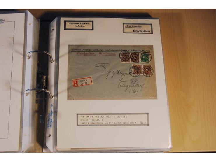 1885/1993, 9-bändige Sammlung "Eingeschriebene Drucksachen" mit insgesamt 370 Briefen, Karten und Streifbändern; vertreten is