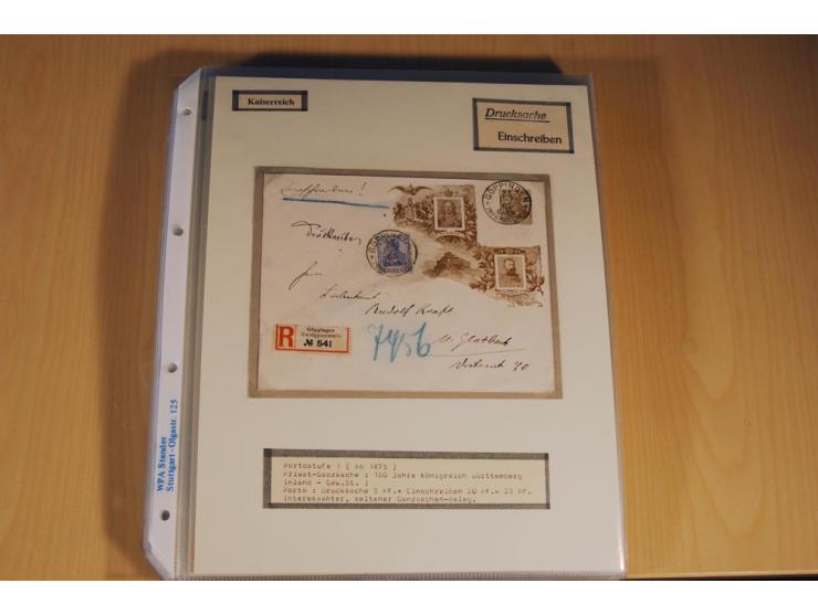 1885/1993, 9-bändige Sammlung "Eingeschriebene Drucksachen" mit insgesamt 370 Briefen, Karten und Streifbändern; vertreten is