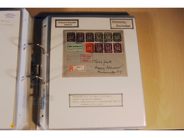 1885/1993, 9-bändige Sammlung "Eingeschriebene Drucksachen" mit insgesamt 370 Briefen, Karten und Streifbändern; vertreten is