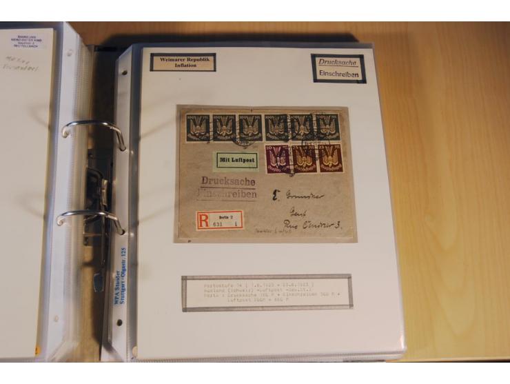 1885/1993, 9-bändige Sammlung "Eingeschriebene Drucksachen" mit insgesamt 370 Briefen, Karten und Streifbändern; vertreten is