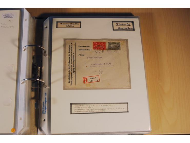 1885/1993, 9-bändige Sammlung "Eingeschriebene Drucksachen" mit insgesamt 370 Briefen, Karten und Streifbändern; vertreten is