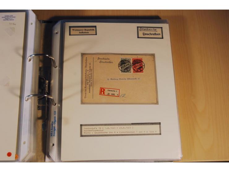 1885/1993, 9-bändige Sammlung "Eingeschriebene Drucksachen" mit insgesamt 370 Briefen, Karten und Streifbändern; vertreten is