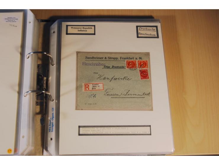 1885/1993, 9-bändige Sammlung "Eingeschriebene Drucksachen" mit insgesamt 370 Briefen, Karten und Streifbändern; vertreten is