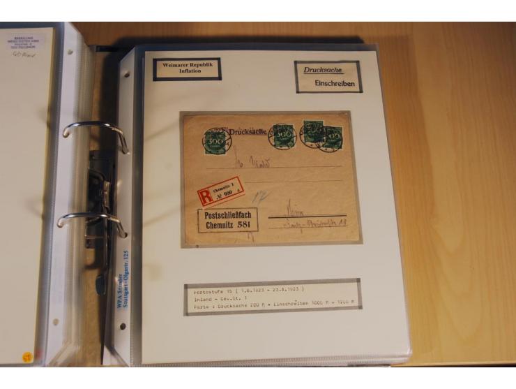 1885/1993, 9-bändige Sammlung "Eingeschriebene Drucksachen" mit insgesamt 370 Briefen, Karten und Streifbändern; vertreten is
