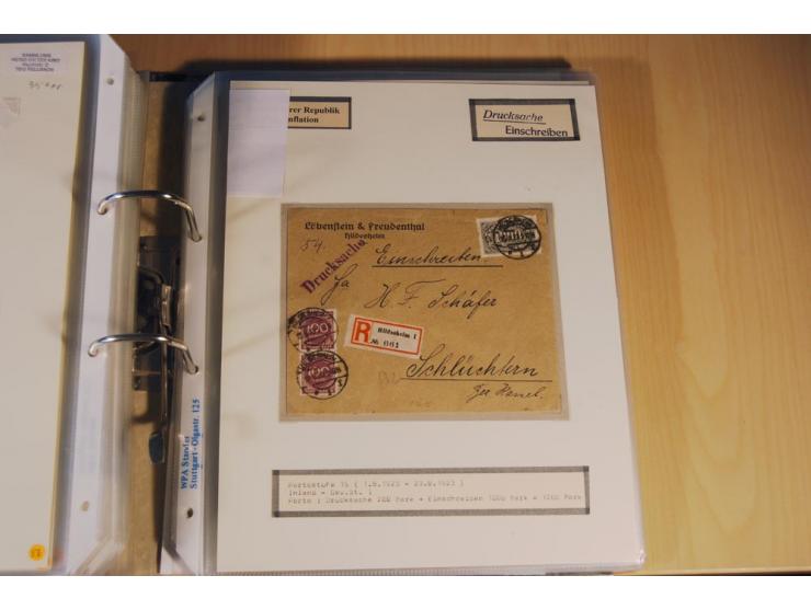 1885/1993, 9-bändige Sammlung "Eingeschriebene Drucksachen" mit insgesamt 370 Briefen, Karten und Streifbändern; vertreten is