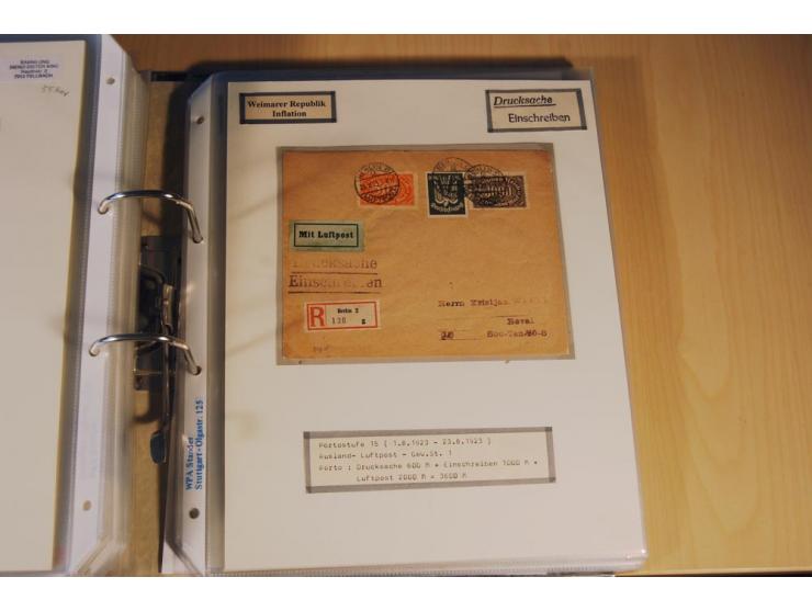1885/1993, 9-bändige Sammlung "Eingeschriebene Drucksachen" mit insgesamt 370 Briefen, Karten und Streifbändern; vertreten is