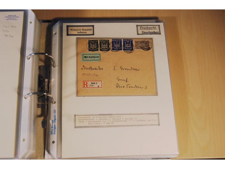 1885/1993, 9-bändige Sammlung "Eingeschriebene Drucksachen" mit insgesamt 370 Briefen, Karten und Streifbändern; vertreten is