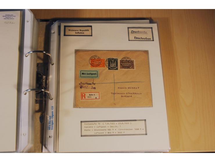 1885/1993, 9-bändige Sammlung "Eingeschriebene Drucksachen" mit insgesamt 370 Briefen, Karten und Streifbändern; vertreten is