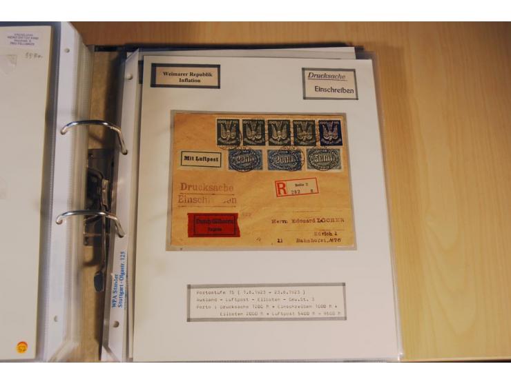 1885/1993, 9-bändige Sammlung "Eingeschriebene Drucksachen" mit insgesamt 370 Briefen, Karten und Streifbändern; vertreten is
