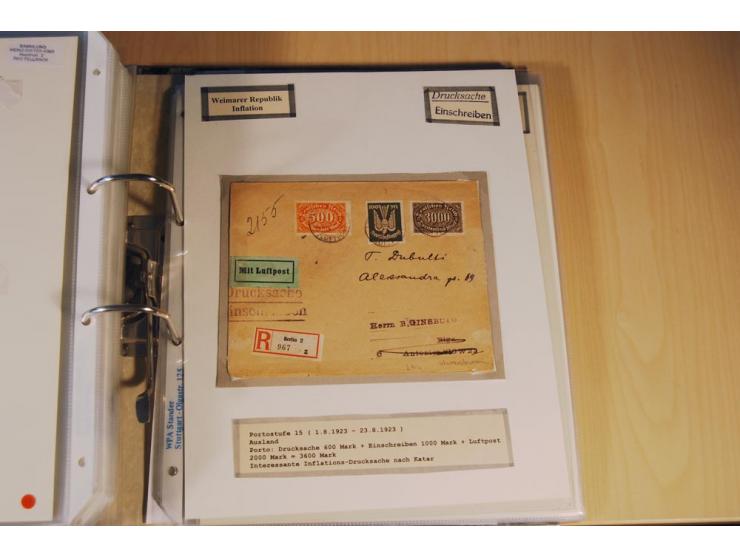 1885/1993, 9-bändige Sammlung "Eingeschriebene Drucksachen" mit insgesamt 370 Briefen, Karten und Streifbändern; vertreten is