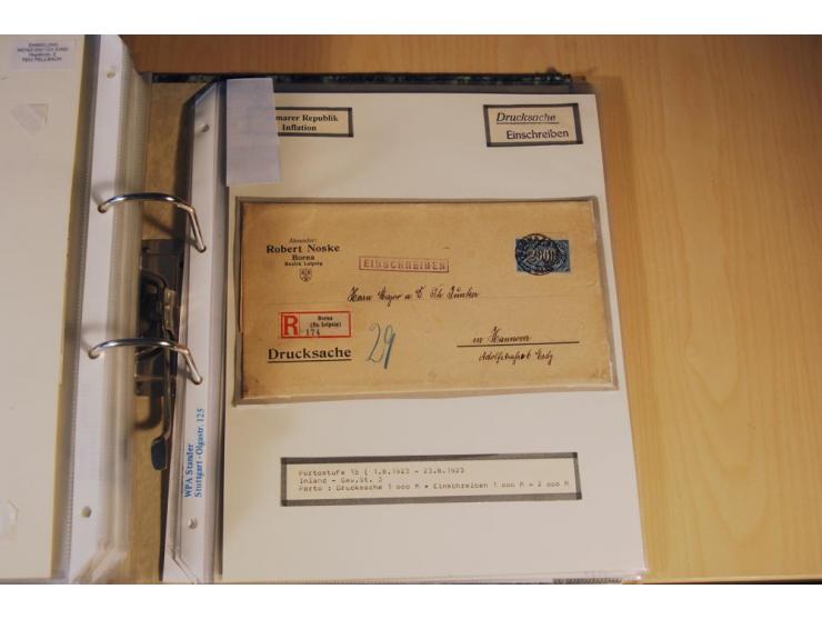 1885/1993, 9-bändige Sammlung "Eingeschriebene Drucksachen" mit insgesamt 370 Briefen, Karten und Streifbändern; vertreten is