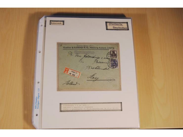 1885/1993, 9-bändige Sammlung "Eingeschriebene Drucksachen" mit insgesamt 370 Briefen, Karten und Streifbändern; vertreten is