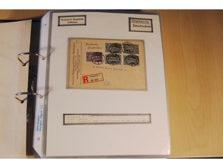 1885/1993, 9-bändige Sammlung "Eingeschriebene Drucksachen" mit insgesamt 370 Briefen, Karten und Streifbändern; vertreten is
