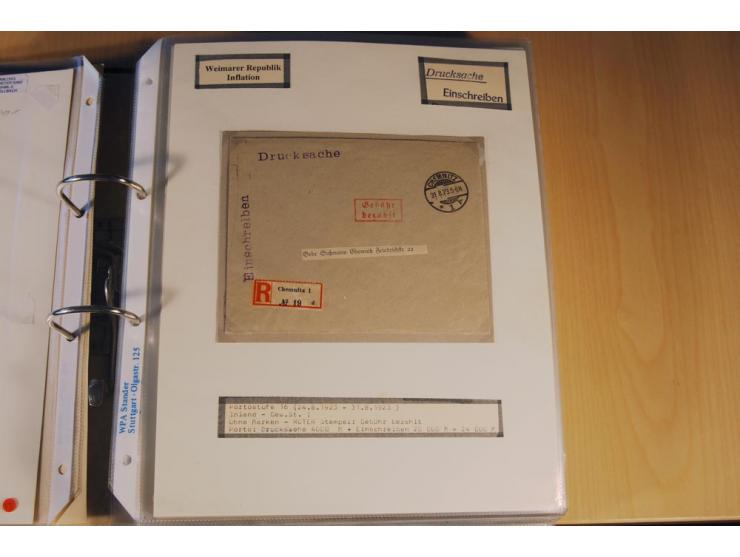 1885/1993, 9-bändige Sammlung "Eingeschriebene Drucksachen" mit insgesamt 370 Briefen, Karten und Streifbändern; vertreten is