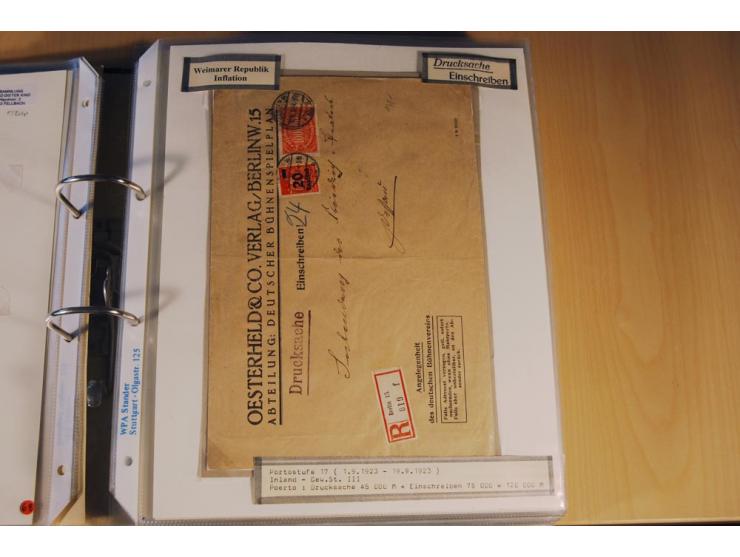 1885/1993, 9-bändige Sammlung "Eingeschriebene Drucksachen" mit insgesamt 370 Briefen, Karten und Streifbändern; vertreten is